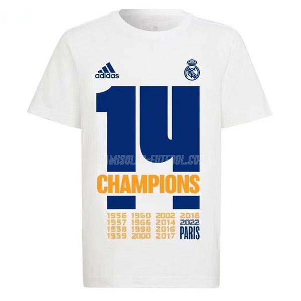 adidas camisa real madrid 14 campeão branco 2022