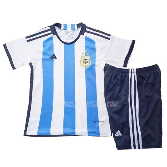 adidas camisola argentina crianças 3 star equipamento principal 2022