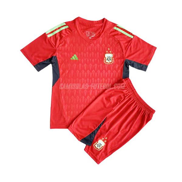 adidas camisola argentina crianças guarda-redes vermelho 2022-23