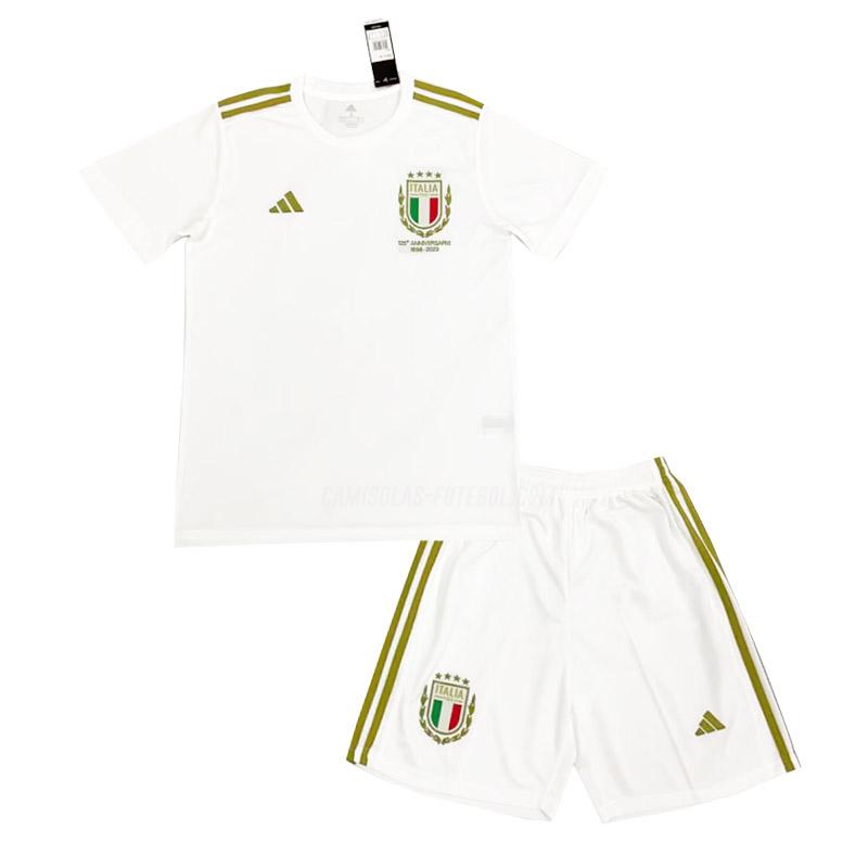 adidas camisola itália crianças 125º aniversário branco 2023