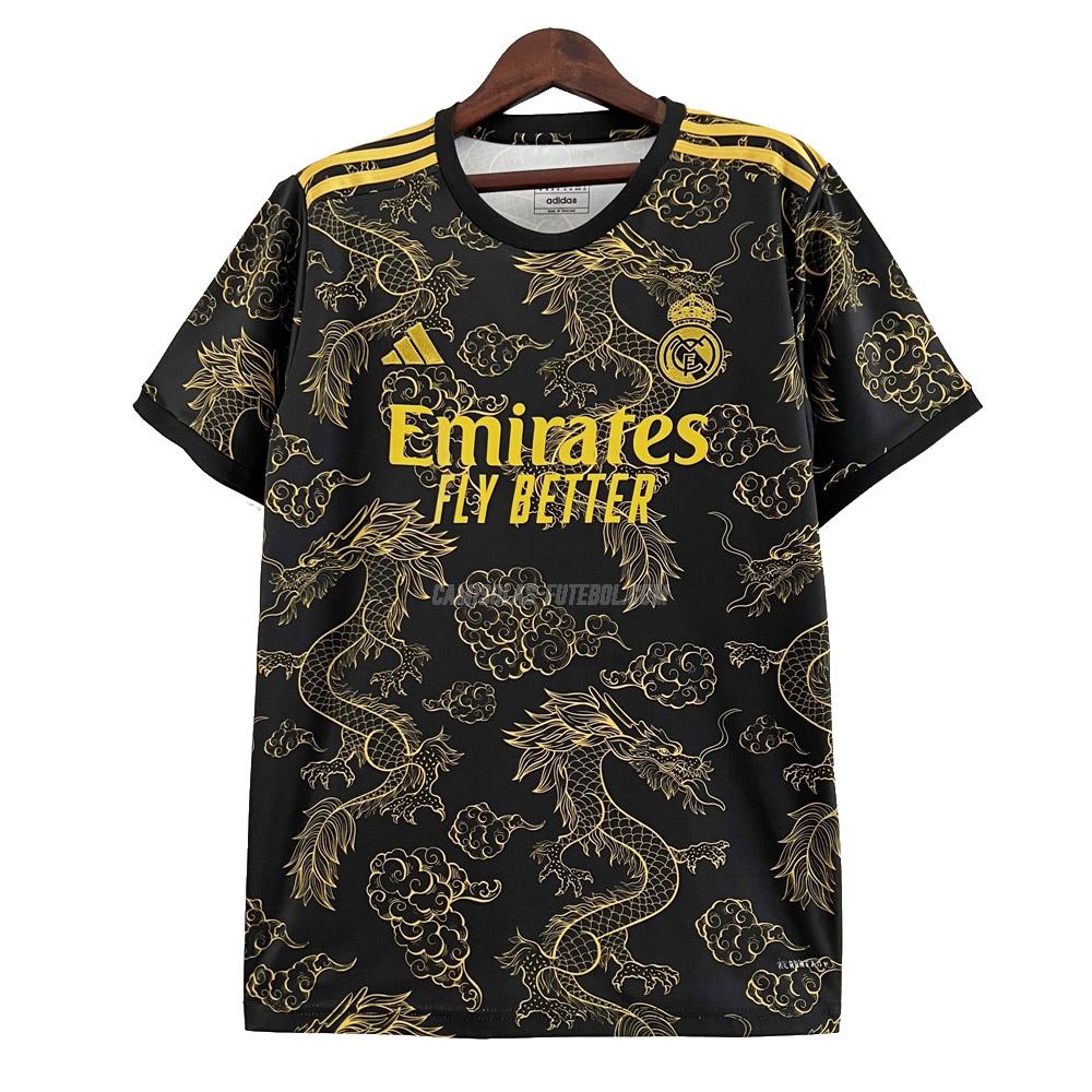adidas camisola real madrid edição dragão preto ouro 2023-24