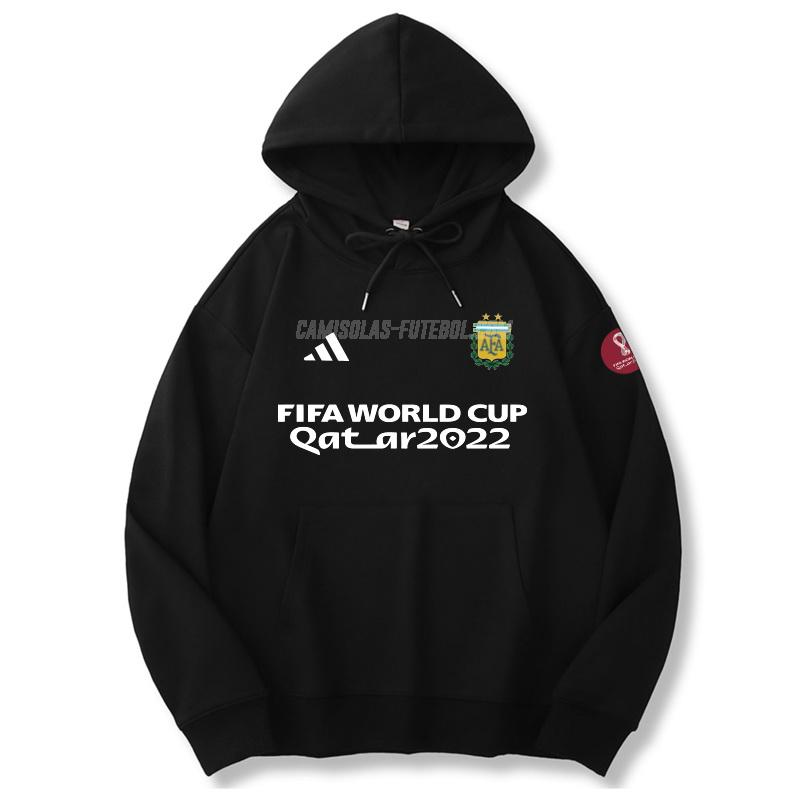 adidas sweatshirt com carapuço argentina copa do mundo 221125a1 preto 2022