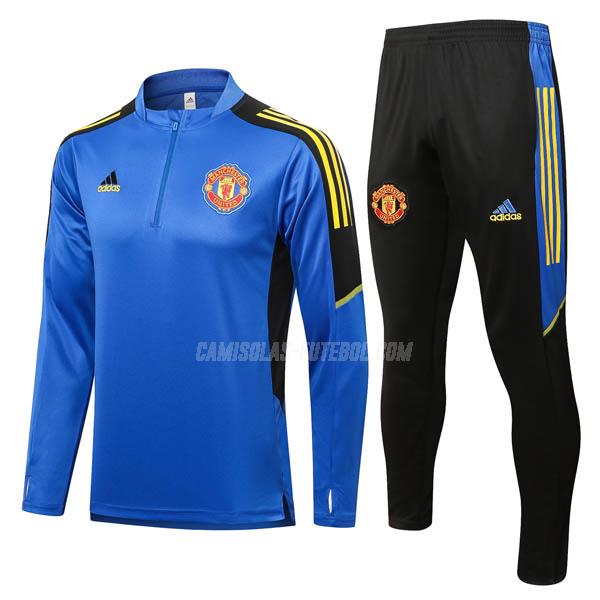 adidas sweatshirt manchester united mu1 azul 2021-22