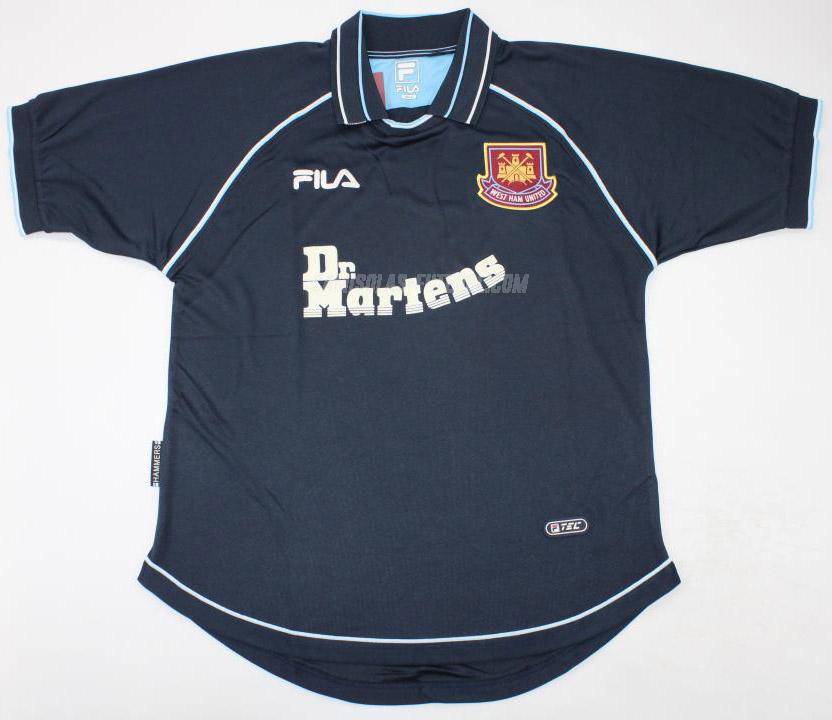 fila camisola retrô west ham united equipamento alternativo 1999-2000 