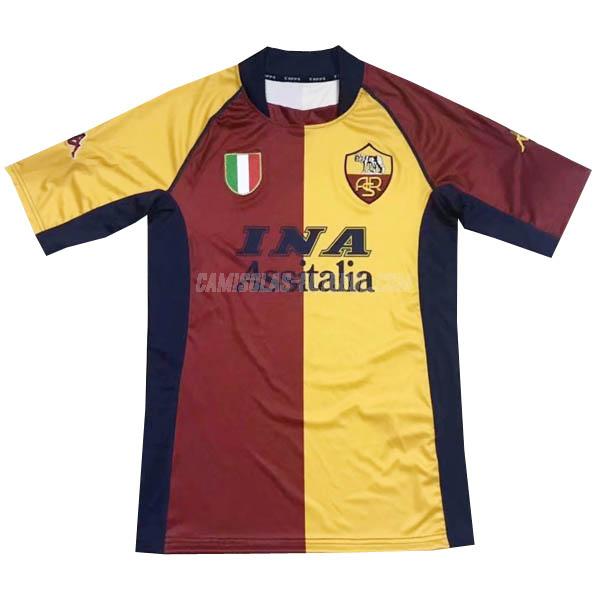 kappa camisola retrô as roma equipamento principal 2001-2002