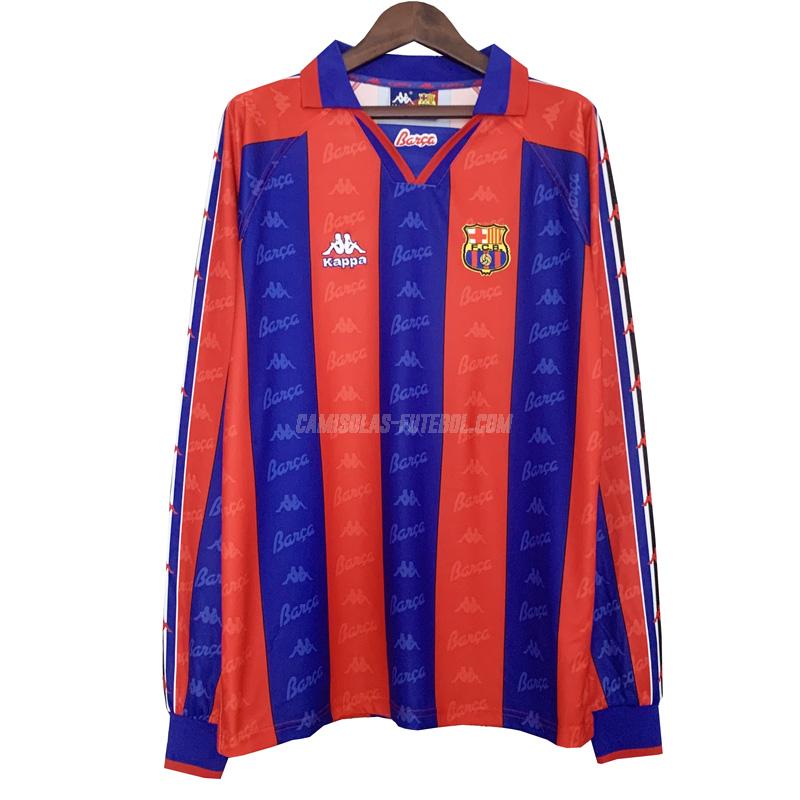 kappa camisola retrô barcelona manga comprida equipamento principal 1996-97
