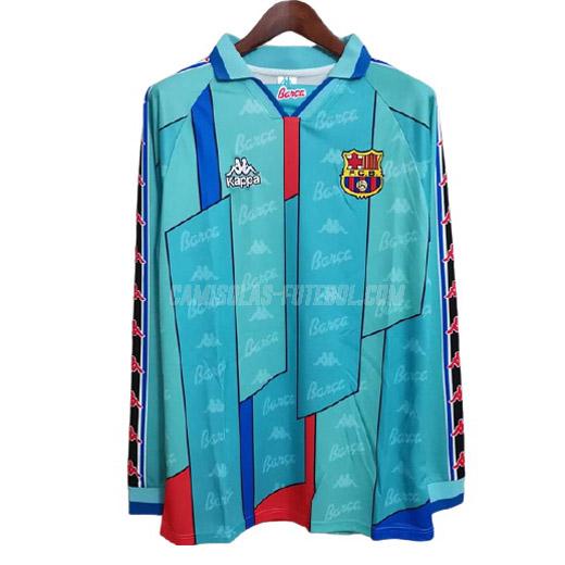 kappa camisola retrô barcelona manga comprida equipamento suplente 1996-97