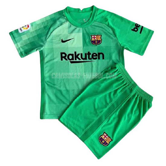 nike camisola barcelona crianças guarda-redes verde 2021-22
