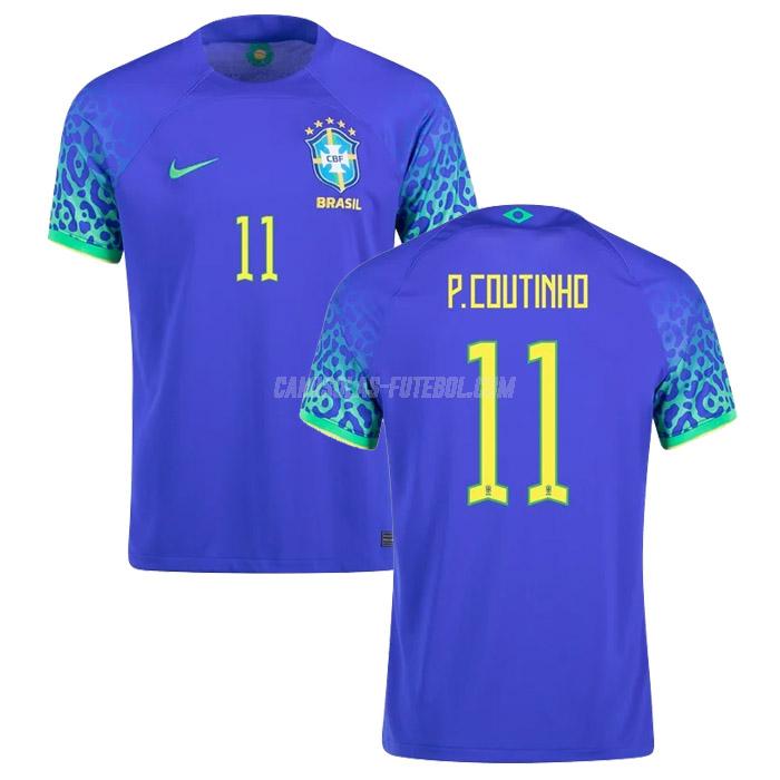 nike camisola brasil p. coutinho copa do mundo equipamento suplente 2022