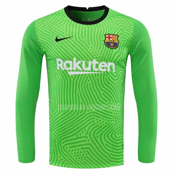 nike camisola fc barcelona manga comprida do guarda-redes verde 2020-21