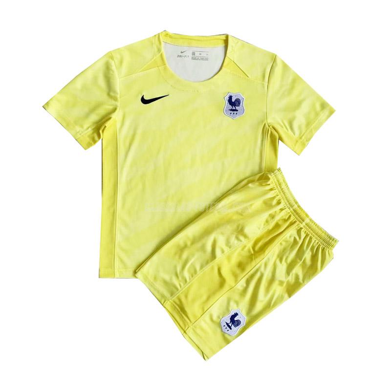 nike camisola frança crianças guarda-redes amarelo 2022-23