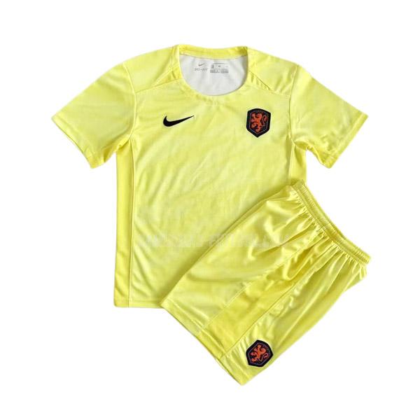 nike camisola holanda copa do mundo feminina crianças guarda-redes amarelo 2023