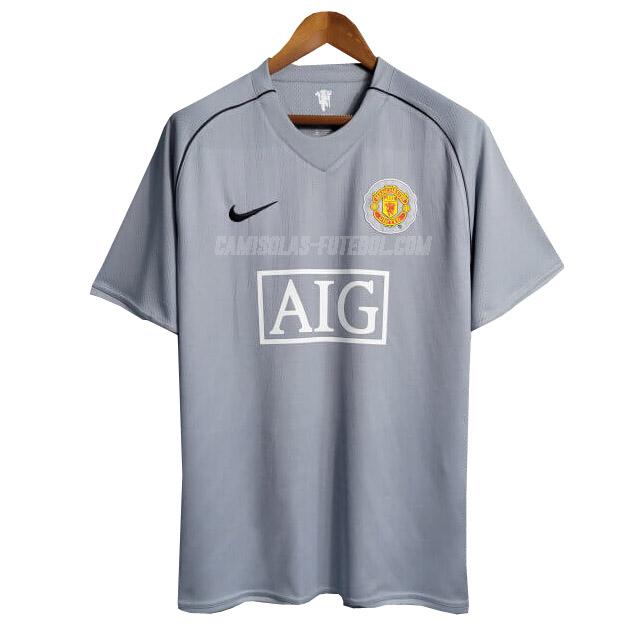 nike camisola retrô manchester united guarda-redes cinzento 2007-2008