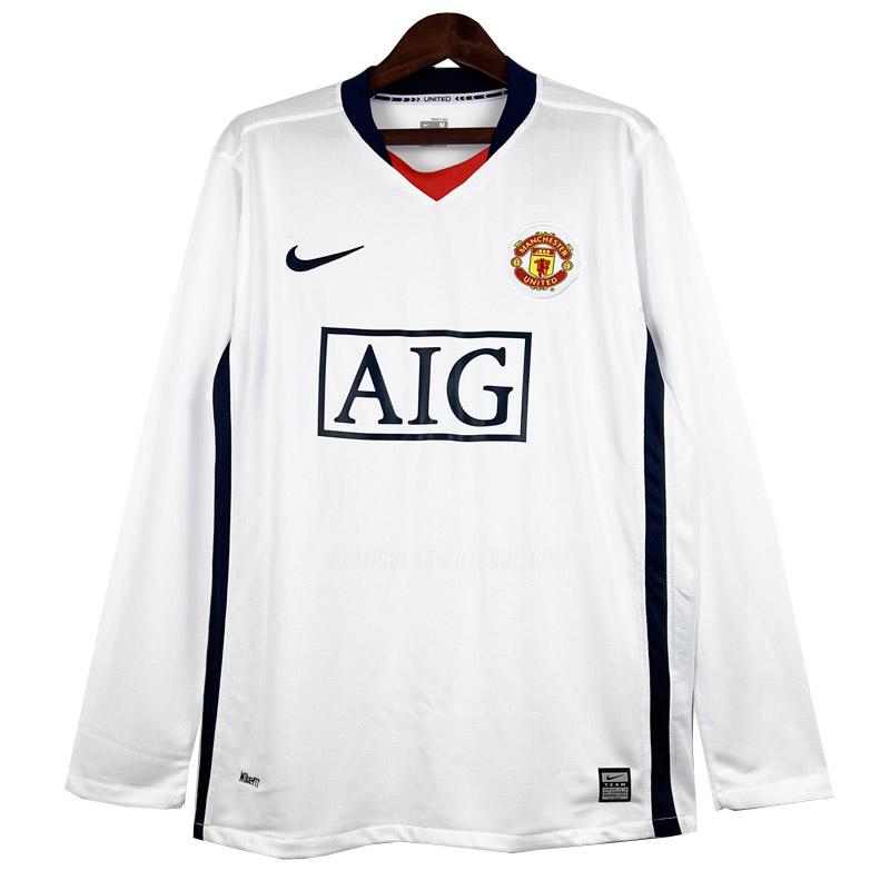 nike camisola retrô manchester united manga comprida equipamento suplente 2007-2008