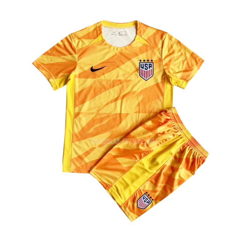 nike camisola usa crianças guarda-redes amarelo 2023-24