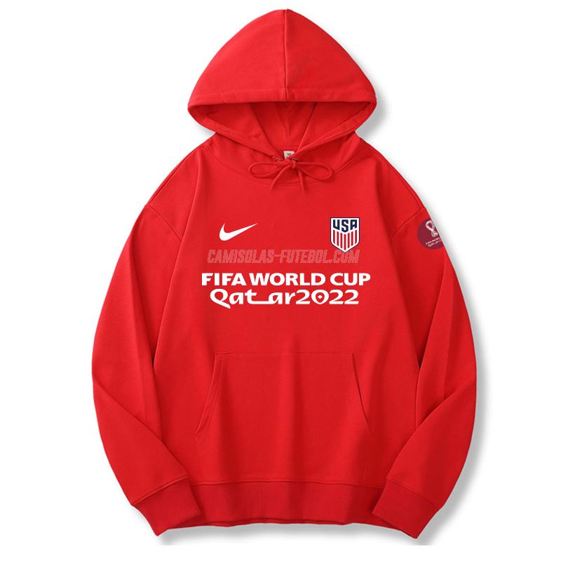 nike sweatshirt com carapuço usa copa do mundo 221125a1 vermelho 2022