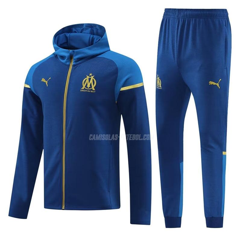puma casaco com carapuço olympique de marsella azul 2023-24