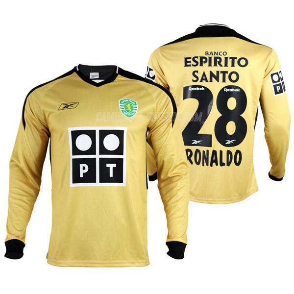 reebok camisola retrô sporting cp ronaldo manga comprida equipamento suplente 2003-2004