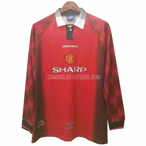 umbro camisola retrô manchester united manga comprida equipamento principal 1996-1997