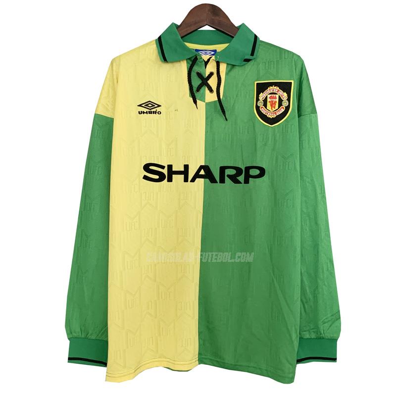 umbro camisola retrô manchester united manga comprida equipamento suplente 1992-94