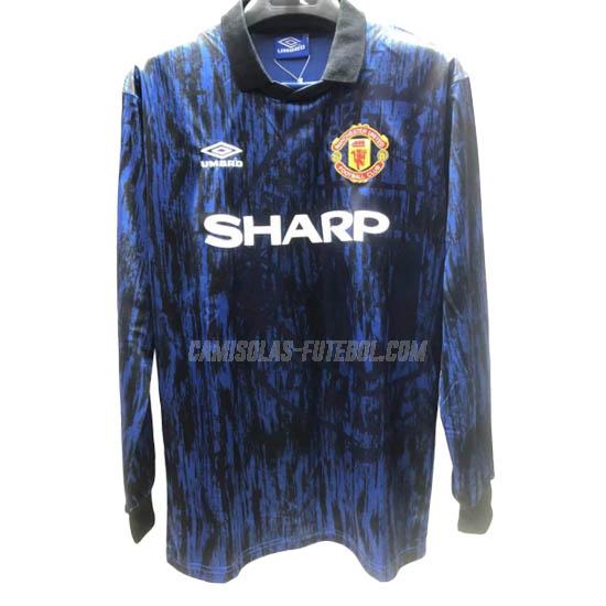 umbro camisola retrô manchester united manga comprida equipamento suplente 1993